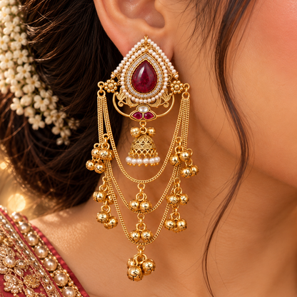 Athiya Earrings - Maroon