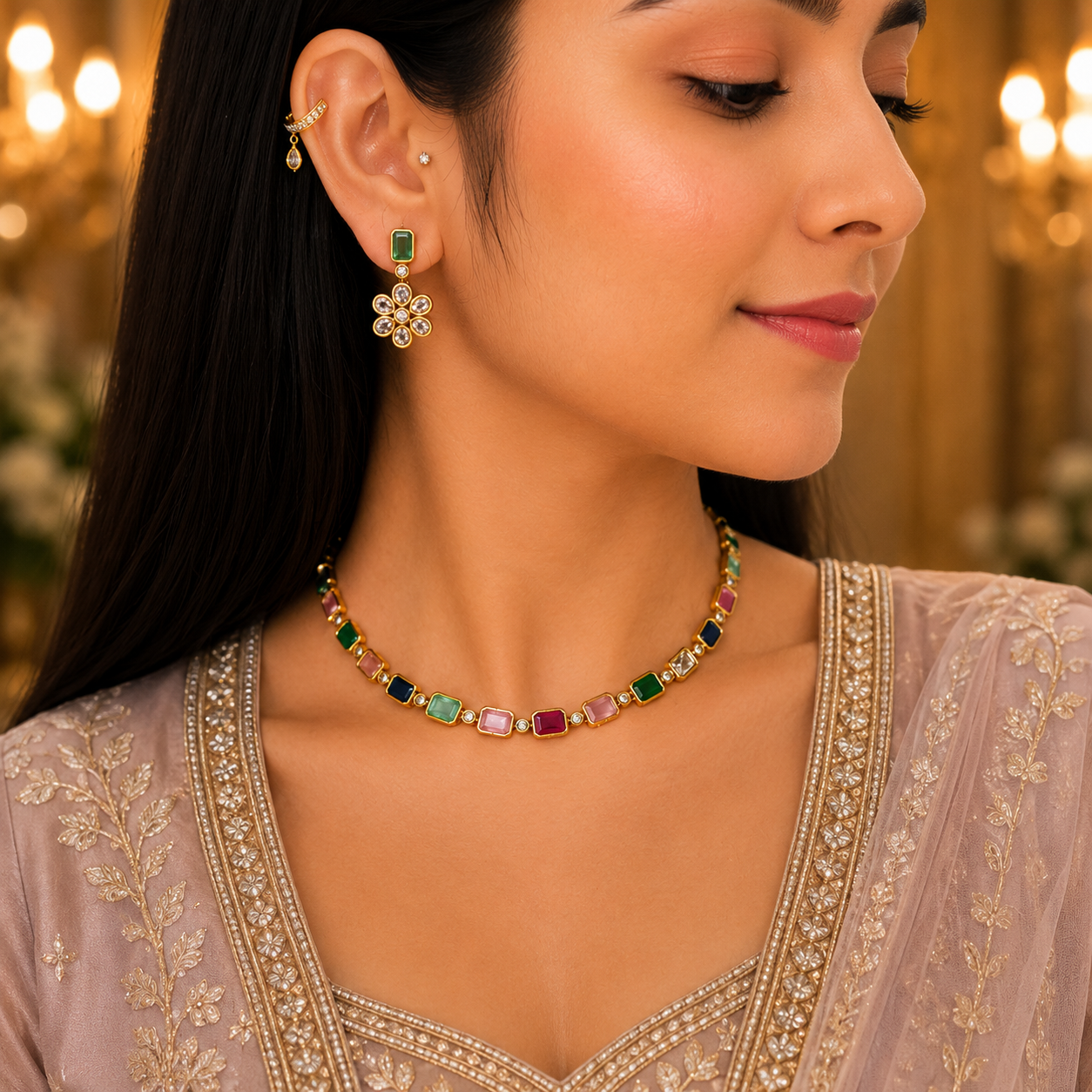 Giva Single line Necklace - Multi