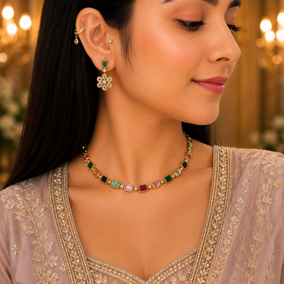 Giva Single line Necklace - Multi