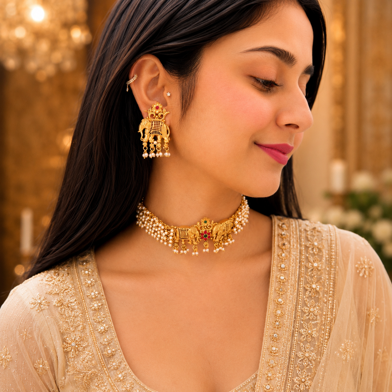 Nia Elephant Choker - Gold