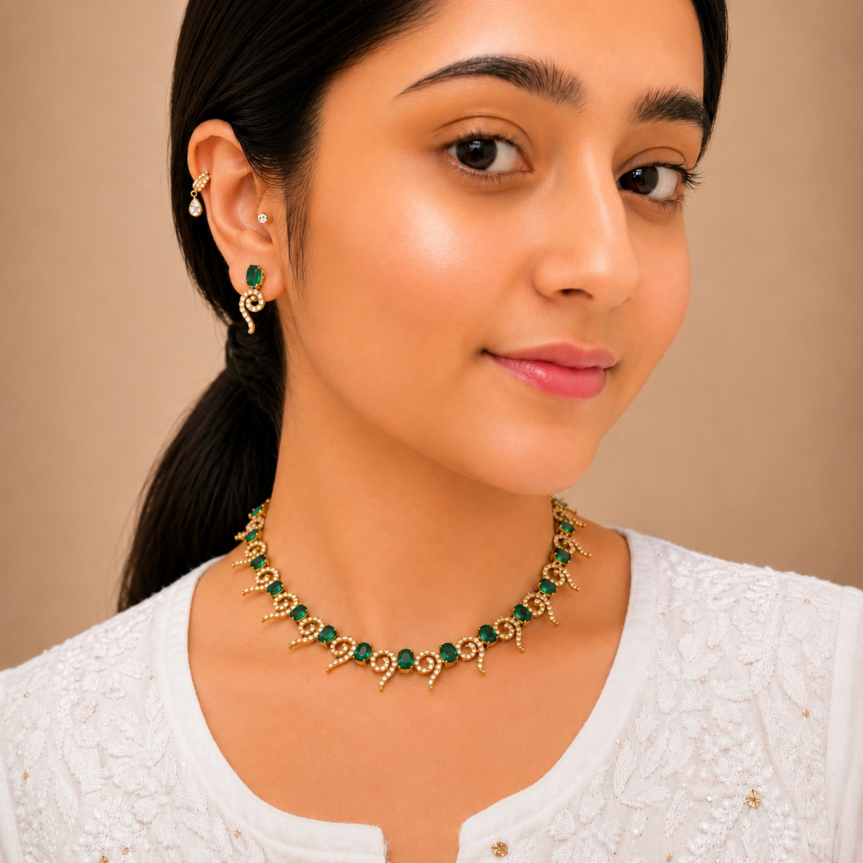 Simran Ad Necklace - Green