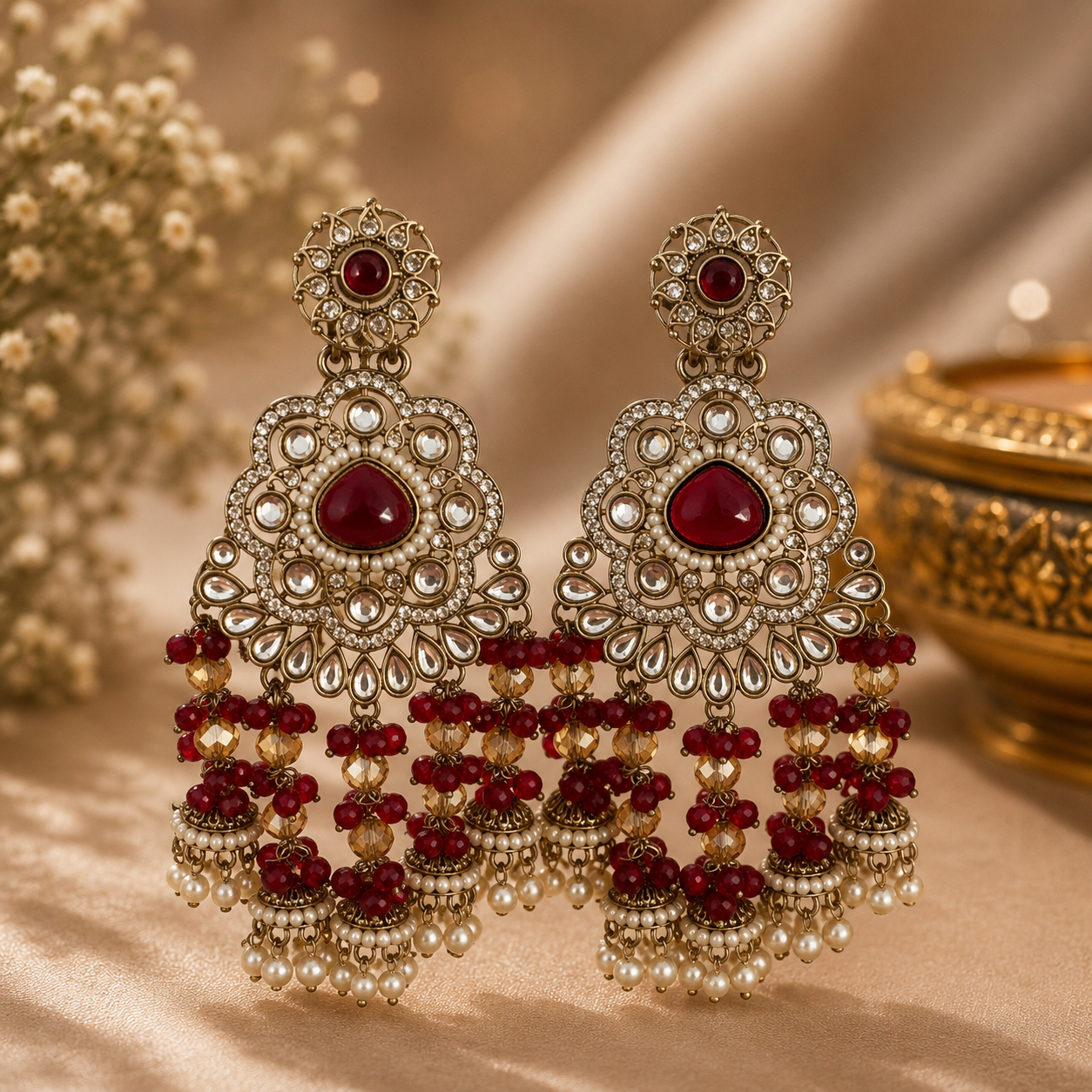 Zinat Earrings - Red