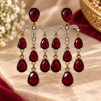 Yukti Earrings - Maroon