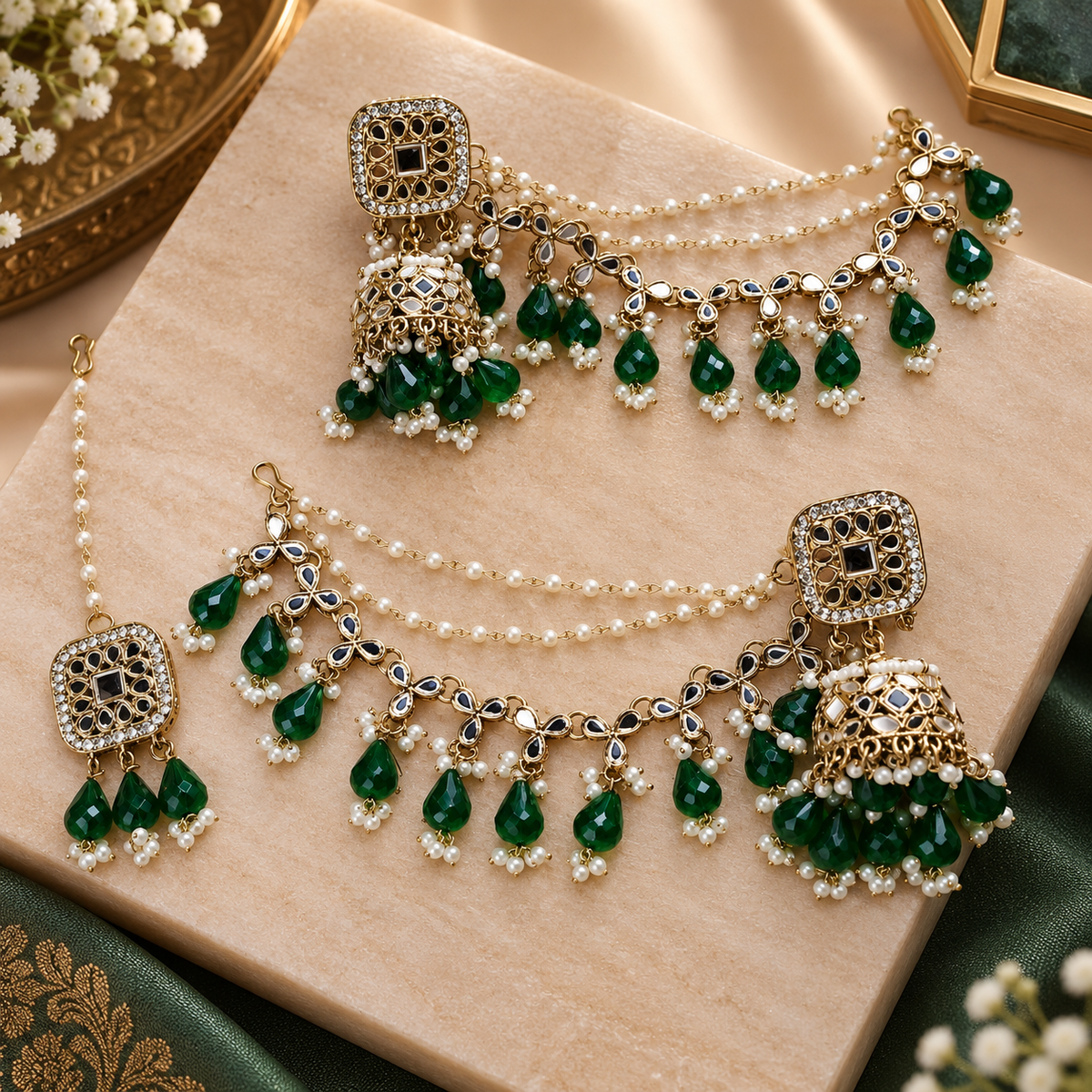 Ayiza Kaanchain Jhumka - Green