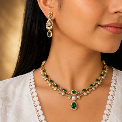Preeti Ad Necklace - Green