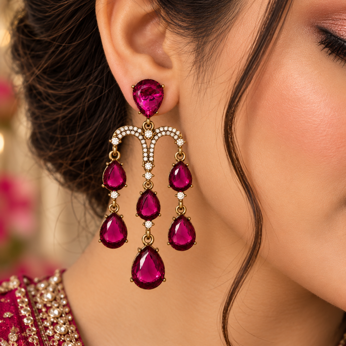 Yukti Earrings - Fuschia