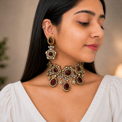 Adya Sabya Choker - Maroon