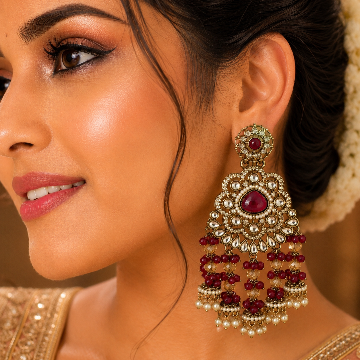 Zinat Earrings - Red