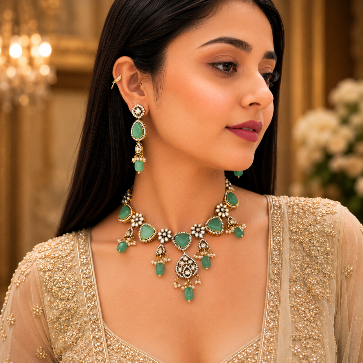 Aranya Moissanite Necklace - Mint