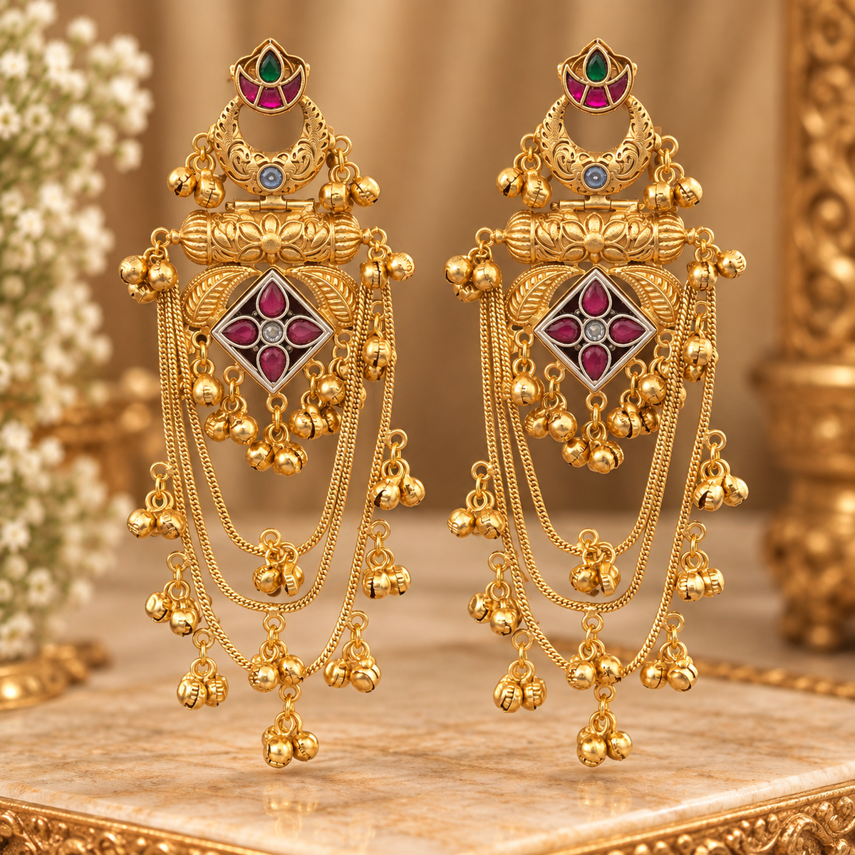 Qurbat Earrings - Ruby