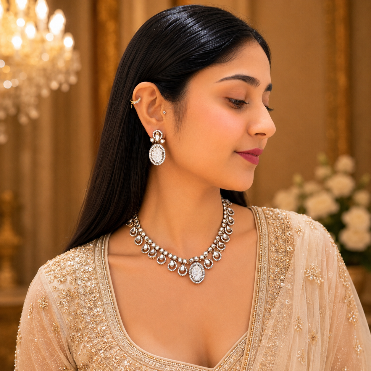 Fiza Moissanite Necklace - White