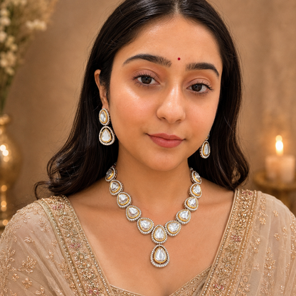 Falak Polki Necklace - White
