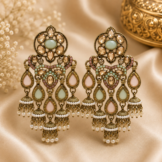 Pakhi Earrings - Pink Mint