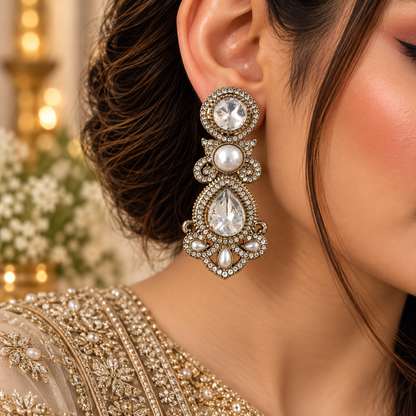 Drop Pearl Earrings - White