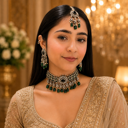 Meera Moissanite Choker - Green