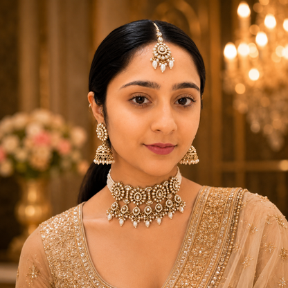 Priya Kundan Choker - White