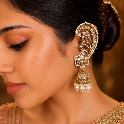 Maisha Kundan Earcuffs - White