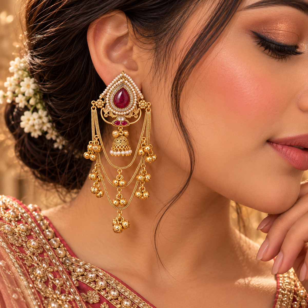Athiya Earrings - Maroon