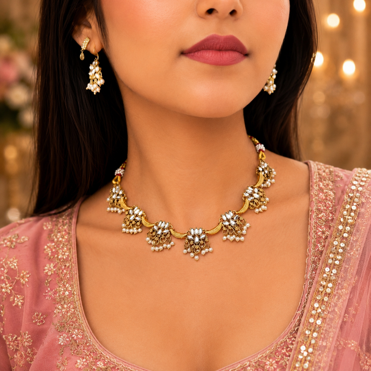 Kirti Lotus Necklace - White