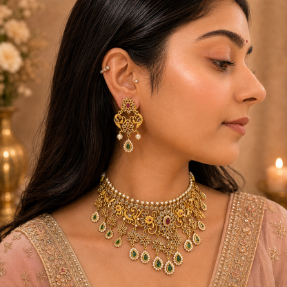 Maria Kundan Choker - Green
