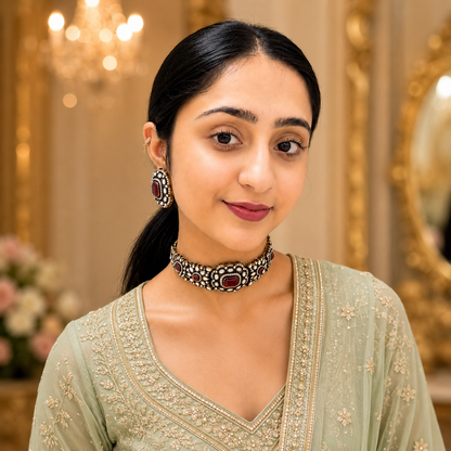 Kirat Moissanite Choker - Ruby