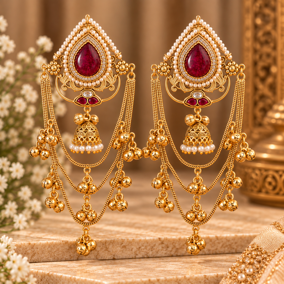 Athiya Earrings - Maroon