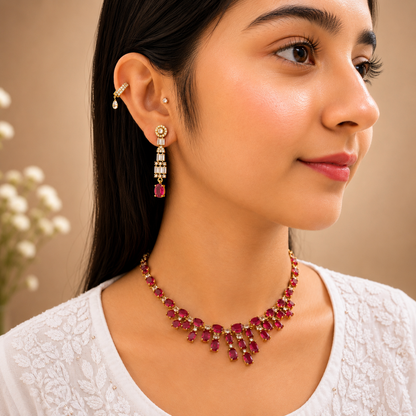 Esha Ad Necklace - Pink