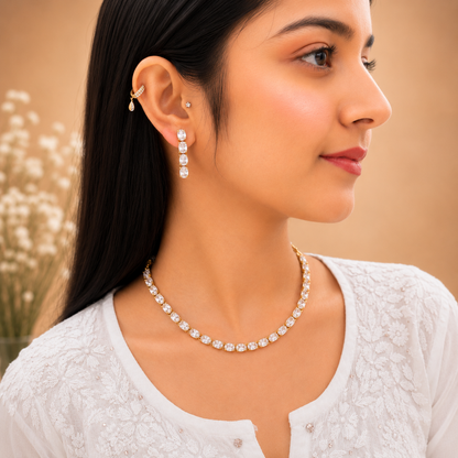 Solitaire Ad Necklace - White