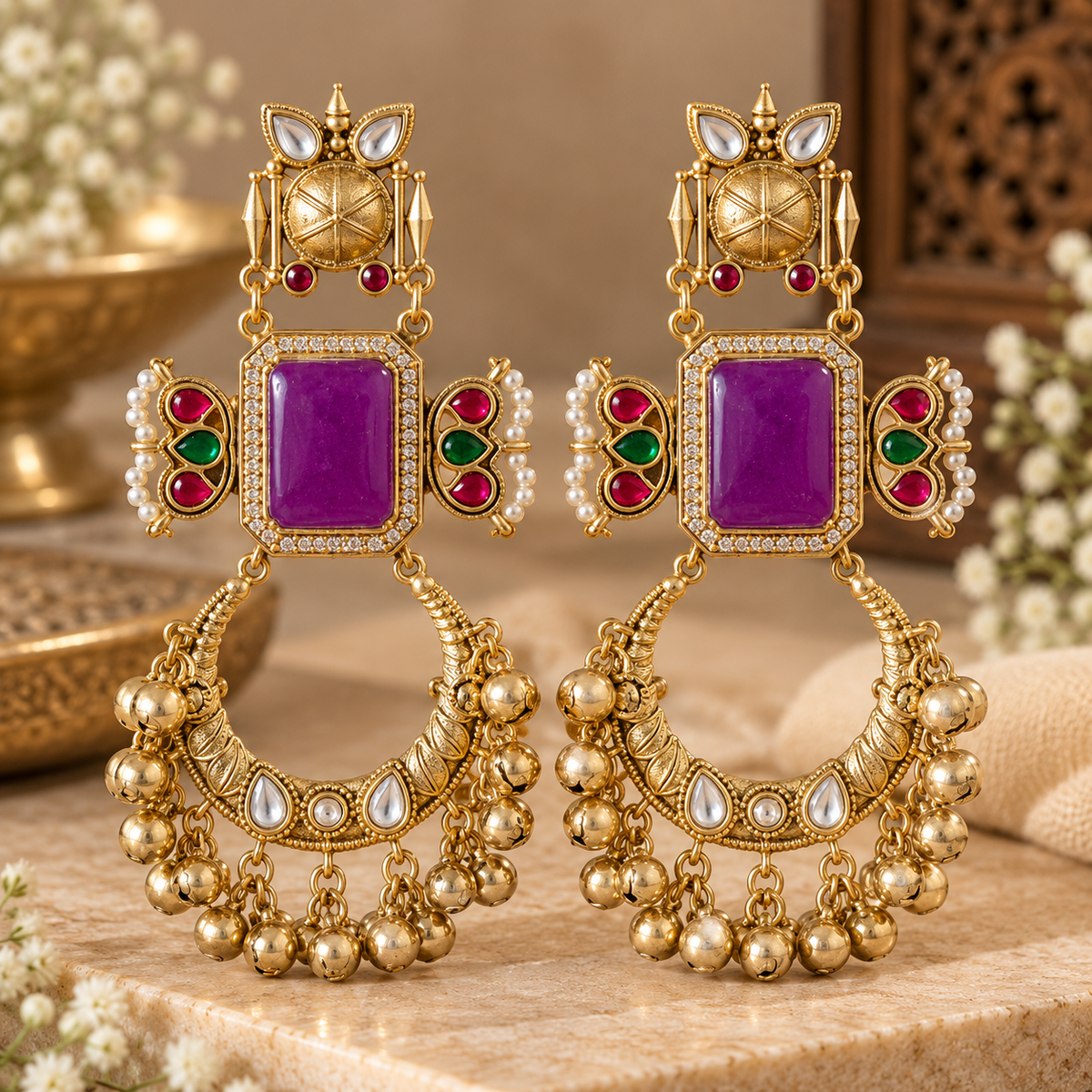 Soha Earrings - Purple