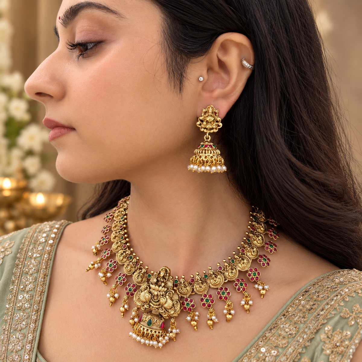 Laxmi Motif Necklace - Gold
