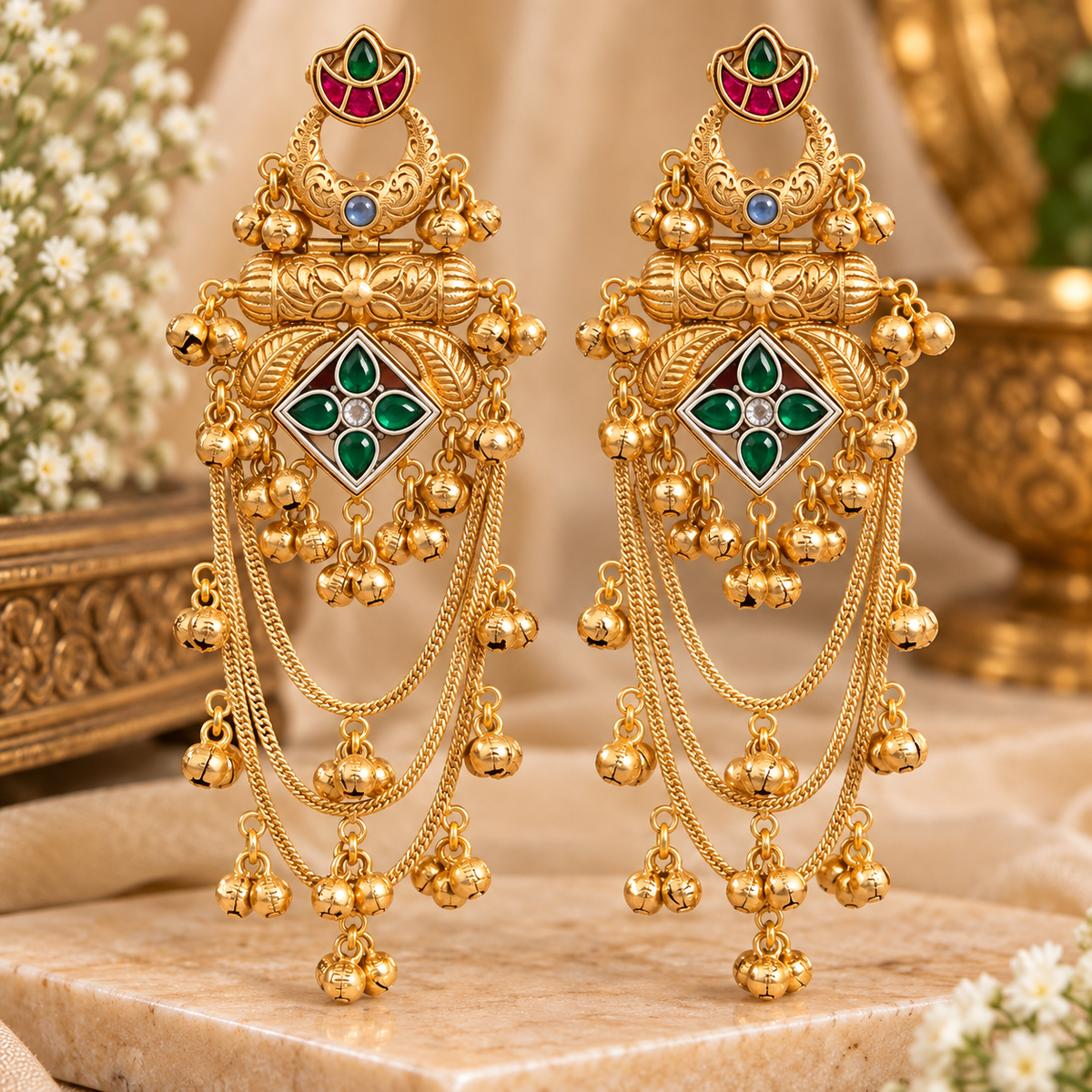 Qurbat Earrings - Green