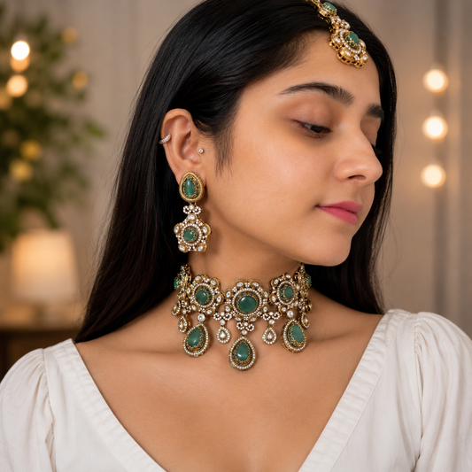 Adya Sabya Choker - Mint