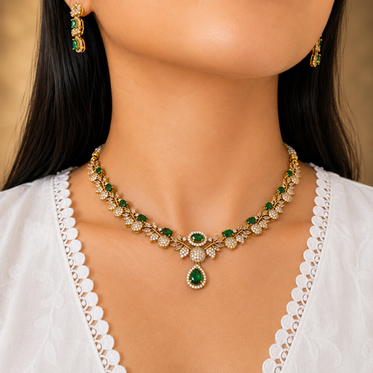 Preeti Ad Necklace - Green
