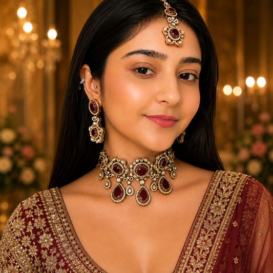 Adya Sabya Choker - Maroon