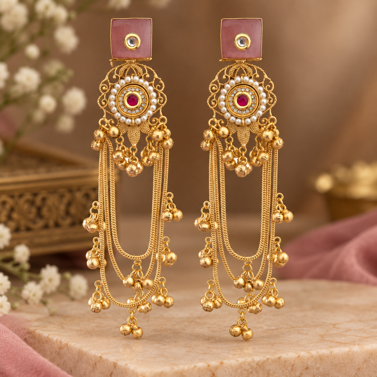 Fiza Earrings - Pink