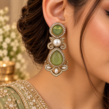 Drop Pearl Earrings - Pista