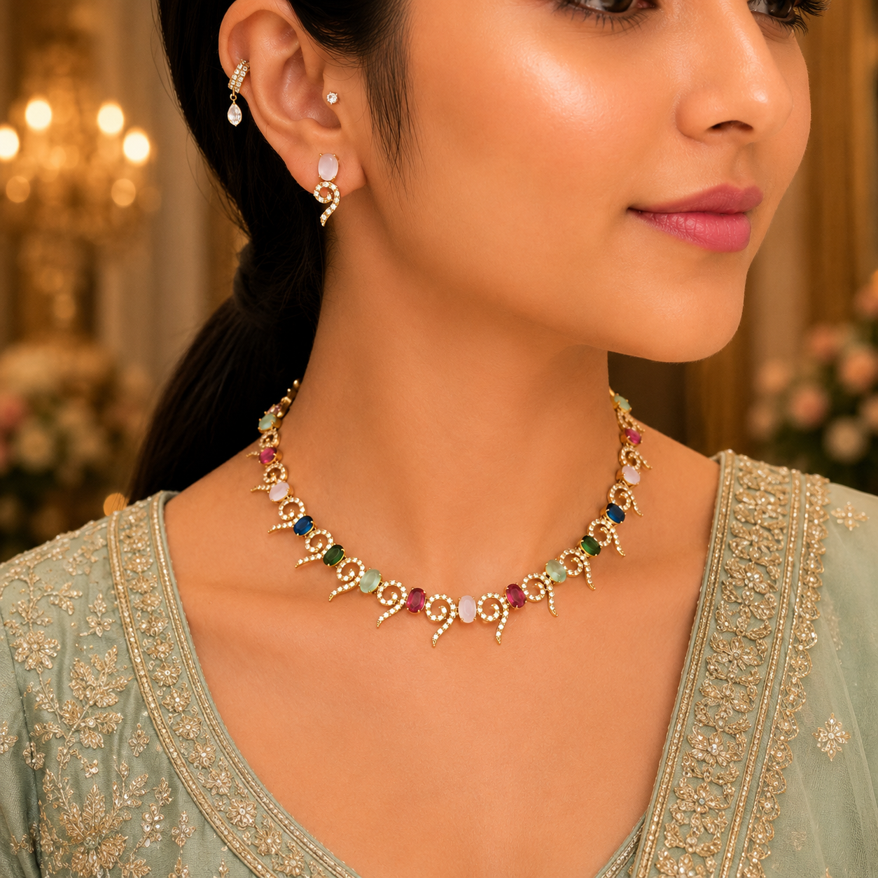 Simran Ad Necklace - Multi