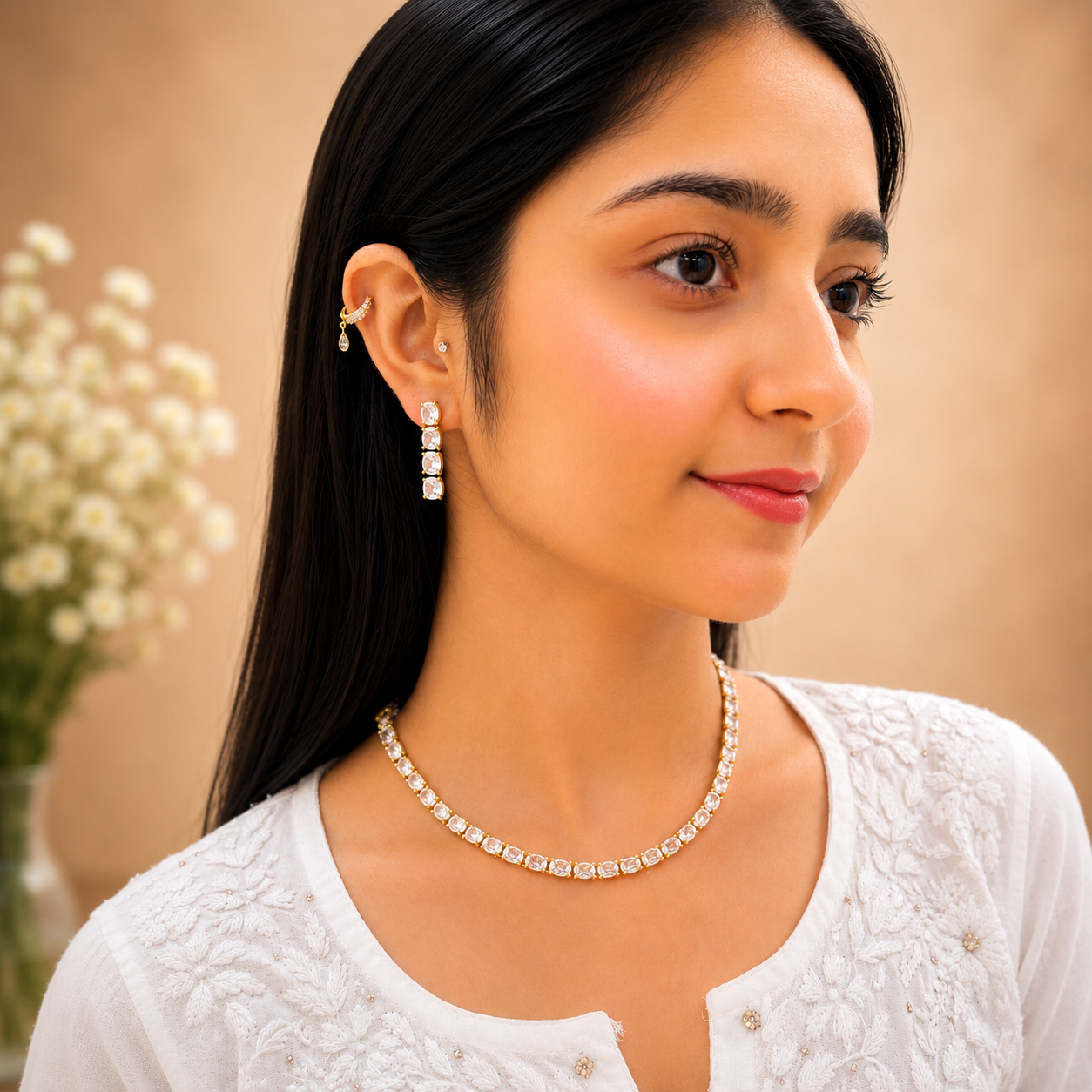 Solitaire Ad Necklace - White
