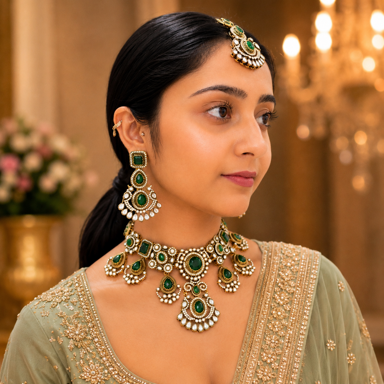 Nihira Sabya Necklace - Green