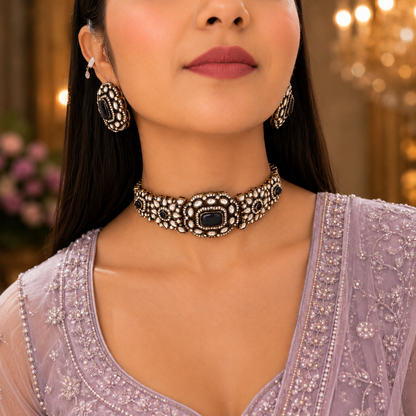 Kirat Moissanite Choker - Blue