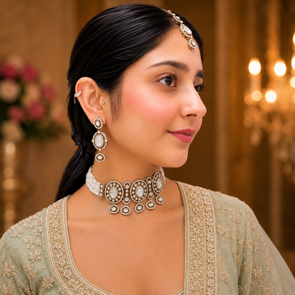Nitya Moissanite Choker - White