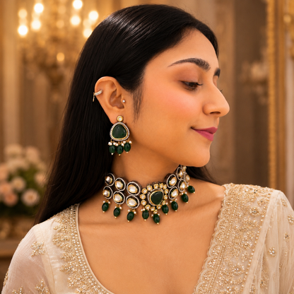 Mahi Polki Necklace - Green