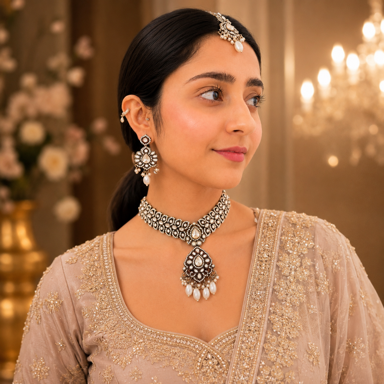 Vibha Moissanite Choker - White