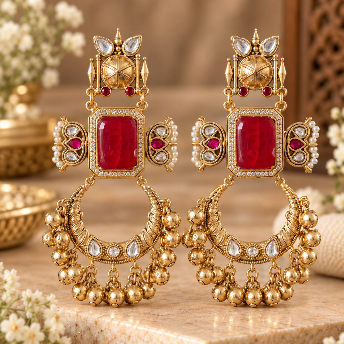 Soha Earrings - Red