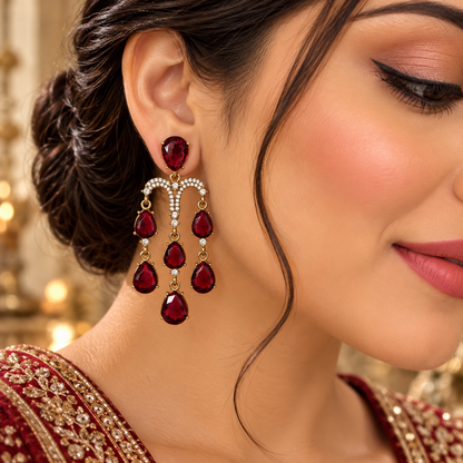 Yukti Earrings - Maroon