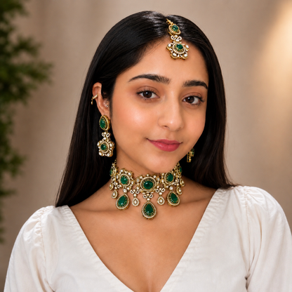 Adya Sabya Choker - Green