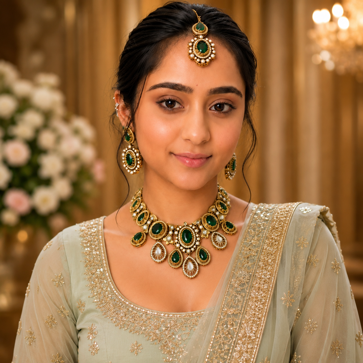 Shruti Sabya Necklace - Green