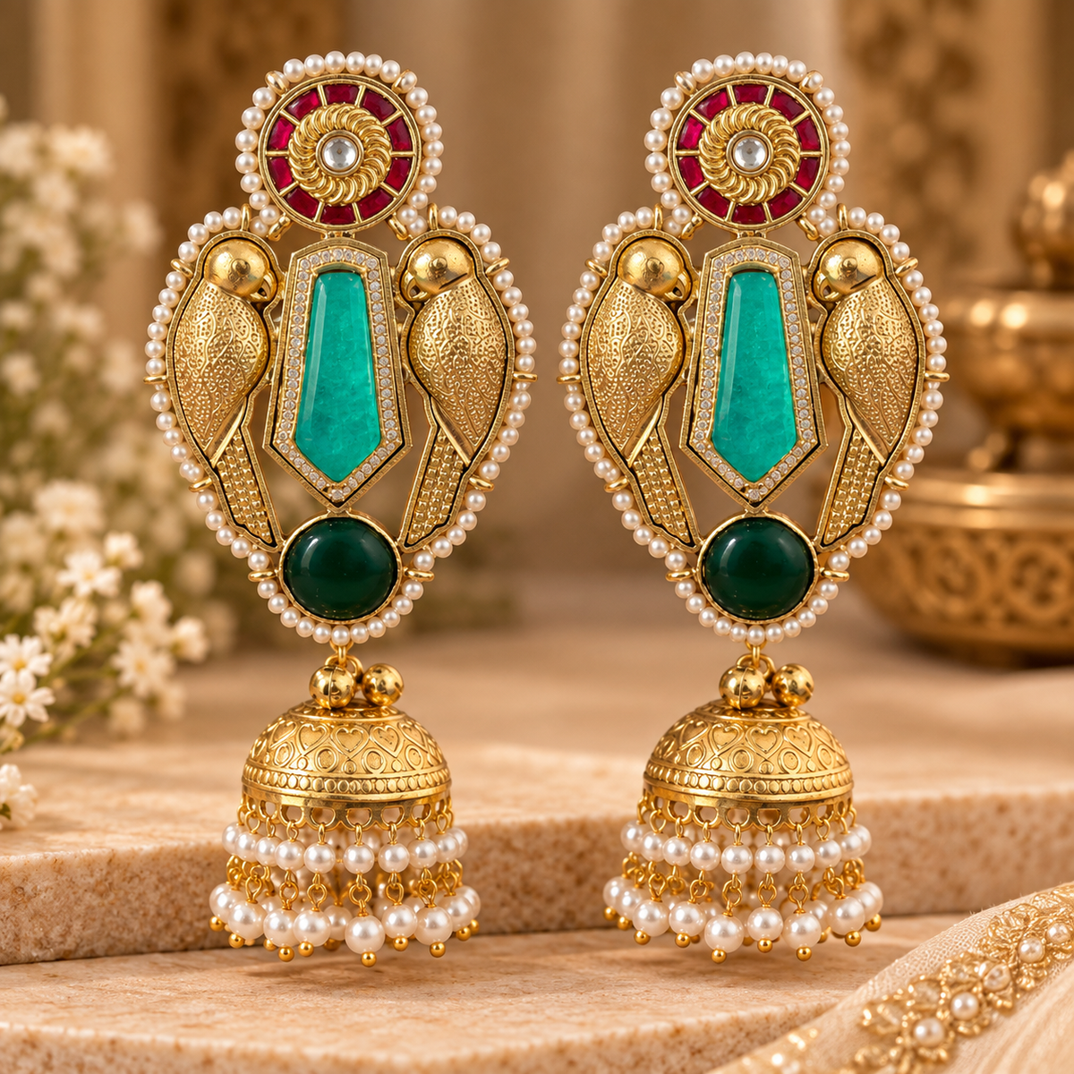 Kalpriya Earrings - Mint