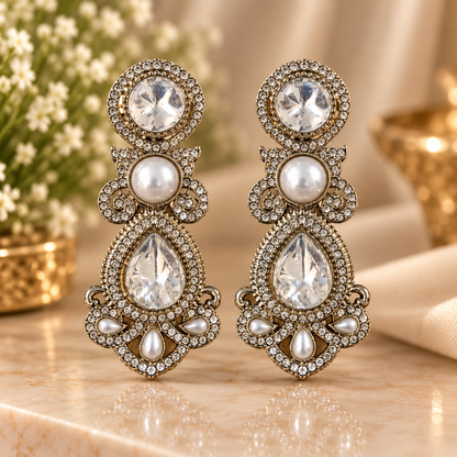 Drop Pearl Earrings - White