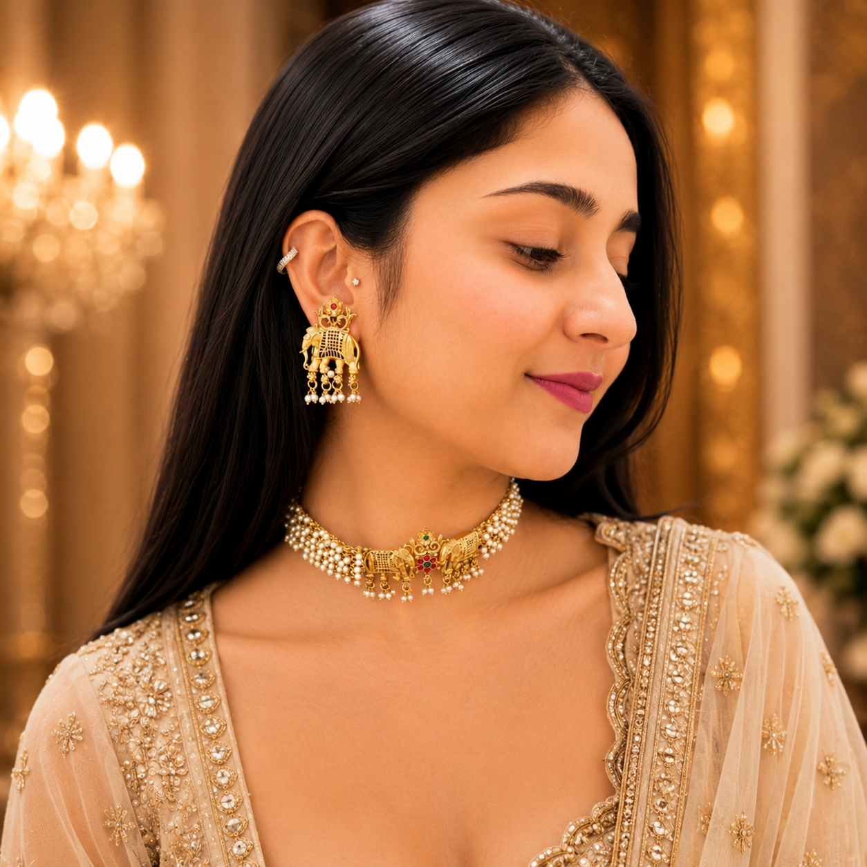 Nia Elephant Choker - Gold